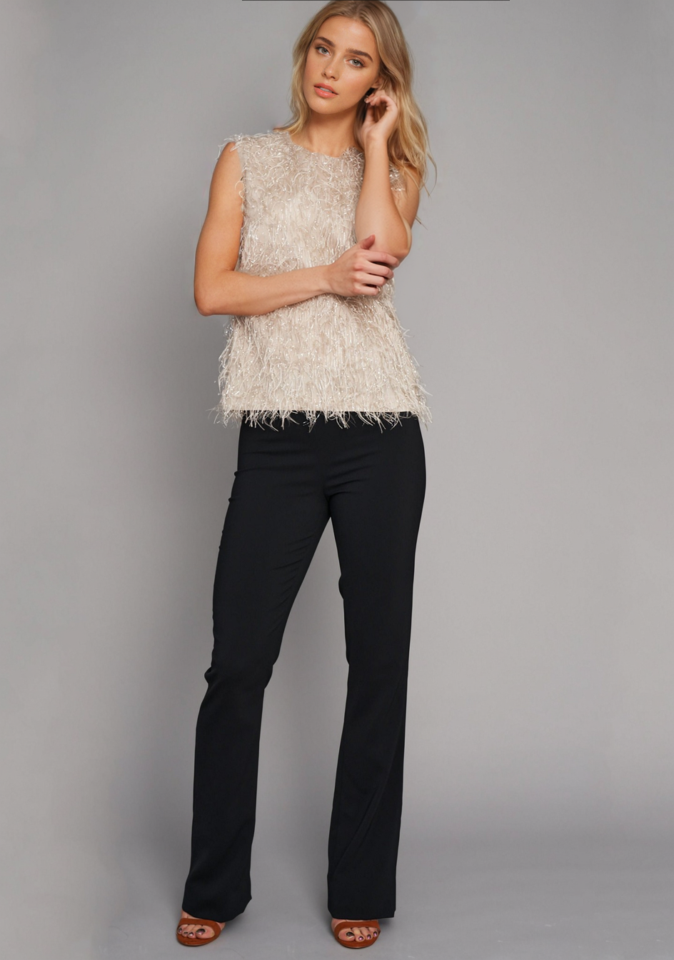 Top Chelsea in ballet faux feathers